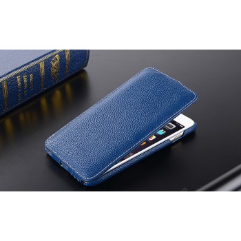 Кожаный чехол вертикальная книжка с защёлкой для Iphone 6 Plus/6s Plus Синий