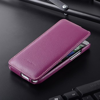 Кожаный чехол вертикальная книжка с защёлкой для HTC One E8 Фиолетовый