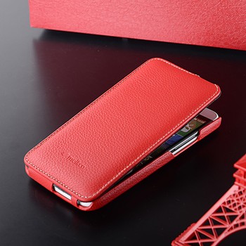 Кожаный чехол вертикальная книжка с защёлкой для HTC One E8 Красный