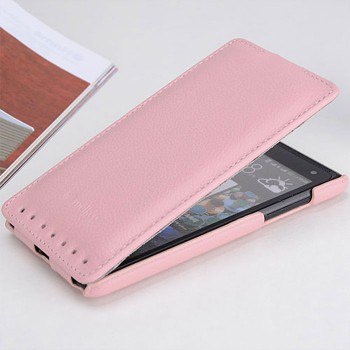 Кожаный чехол вертикальная книжка с защёлкой для HTC Desire 600 Розовый