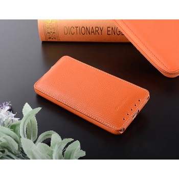 Кожаный чехол вертикальная книжка с защёлкой для HTC Desire 700 Оранжевый