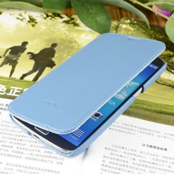 Кожаный чехол горизонтальная книжка для Samsung Galaxy Mega 6.3 Синий