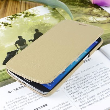 Кожаный чехол горизонтальная книжка для Samsung Galaxy Mega 6.3 Бежевый