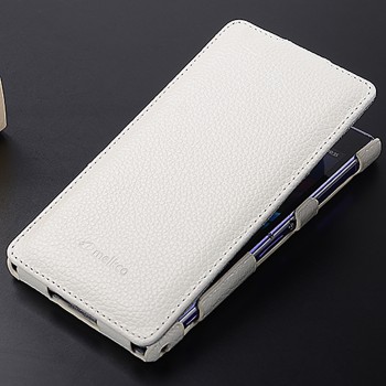 Кожаный чехол вертикальная книжка с защёлкой для Sony Xperia Z1 Белый