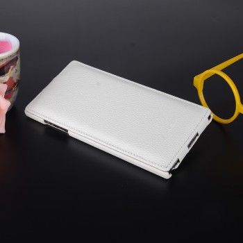 Кожаный чехол вертикальная книжка с защёлкой для Lenovo K900 Белый