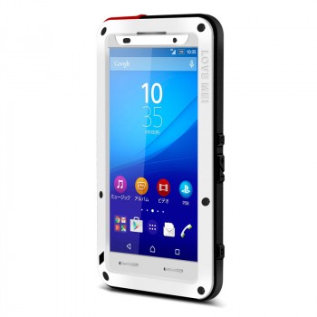 Антиударный пылевлагозащищенный гибридный премиум чехол силикон/металл/закаленное стекло для Sony Xperia Z3+ Белый