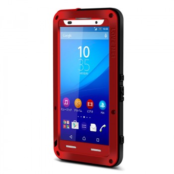 Антиударный пылевлагозащищенный гибридный премиум чехол силикон/металл/закаленное стекло для Sony Xperia Z3+ Красный