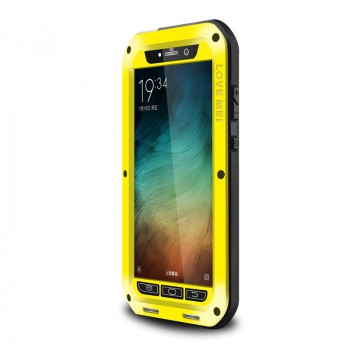Антиударный пылевлагозащищенный гибридный премиум чехол силикон/металл/закаленное стекло для Xiaomi Mi Note Желтый