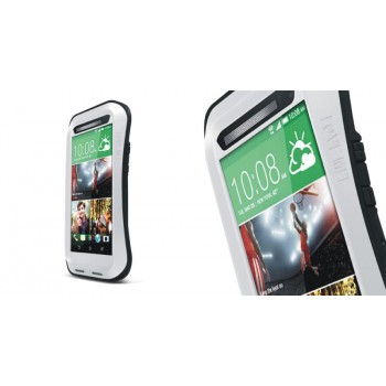 Антиударный пылевлагозащищенный гибридный эргономичный премиум чехол силикон/металл/закаленное стекло для HTC One (M8)