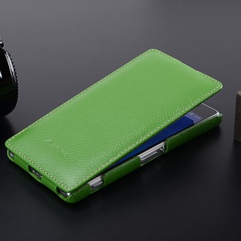 Кожаный чехол вертикальная книжка с защёлкой для Sony Xperia Z2 Зеленый