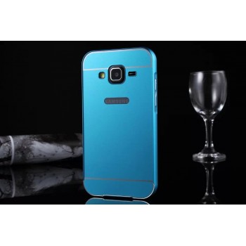 Двухкомпонентный чехол с металлическим бампером и поликарбонатной накладкой для Samsung Galaxy Core Prime Голубой