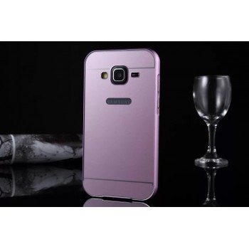 Двухкомпонентный чехол с металлическим бампером и поликарбонатной накладкой для Samsung Galaxy Core Prime Розовый