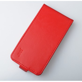 Чехол вертикальная глянцевая книжка на пластиковой основе с магнитной застежкой для Lenovo A536 Ideaphone Красный