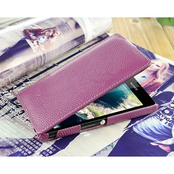 Кожаный чехол вертикальная книжка для Sony Xperia ZR Фиолетовый