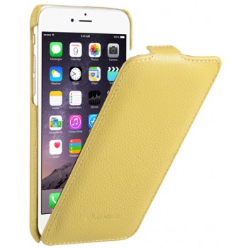 Кожаный чехол вертикальная книжка для Iphone 6 Желтый