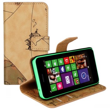 Чехол портмоне подставка с защелкой с принтом Карта для Nokia Lumia 630/635