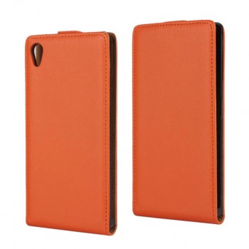 Чехол вертикальная книжка на пластиковой основе с магнитной застежкой для Sony Xperia Z5 Оранжевый