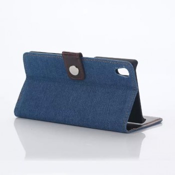 Тканевый чехол портмоне подставка с дизайнерской застежкой серия Color Jeans для Sony Xperia Z5 Синий