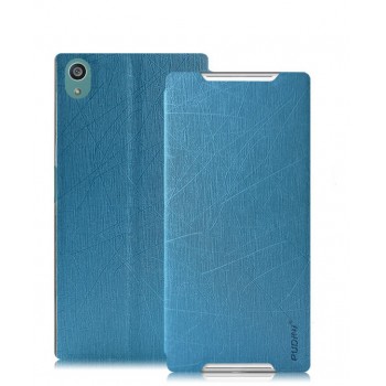 Текстурный чехол флип подставка на присоске для Sony Xperia Z5 Синий