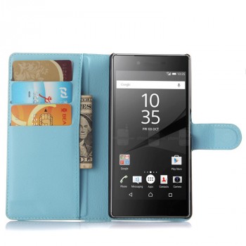 Чехол портмоне подставка с защелкой для Sony Xperia Z5 Голубой