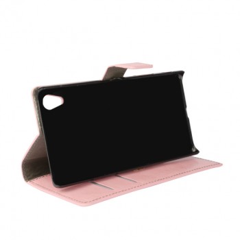 Глянцевый чехол портмоне подставка на пластиковой основе с защелкой для Sony Xperia Z5 Розовый