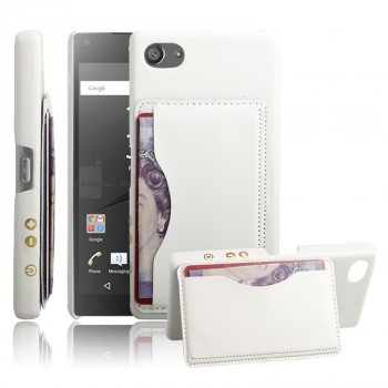 Дизайнерский кожаный чехол накладка с отделениями для карт для Sony Xperia Z5 Compact Белый