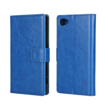 Глянцевый чехол портмоне подставка с защелкой для Sony Xperia Z5 Compact Синий