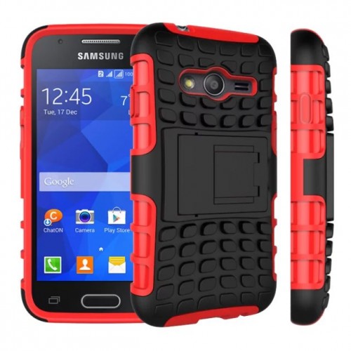 Антиударный силиконовый чехол экстрим защита с подставкой для Samsung Galaxy Ace 4, цвет Красный