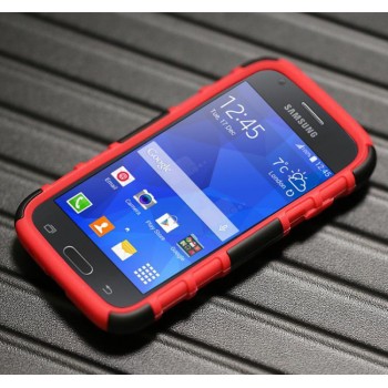 Силиконовый премиум чехол с поликарбонатной крышкой и встроенной подставкой для Samsung Galaxy Ace 4 Красный