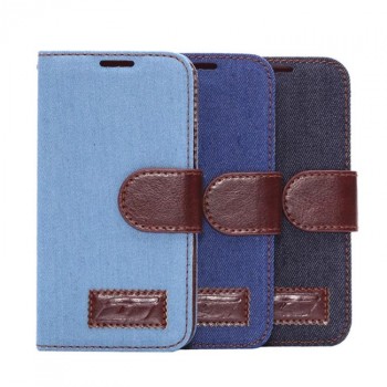 Тканевый чехол портмоне подставка на силиконовой основе для Samsung Galaxy S5 Mini