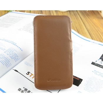 Кожаный глянцевый чехол горизонтальная книжка с крепежной застежкой для Samsung Galaxy S4 Коричневый