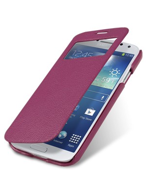 Кожаный чехол горизонтальная книжка с окном вызова для Samsung Galaxy S4