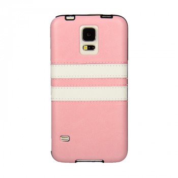 Силиконовый чехол с кожаной текстурой дизайн Полосы для Samsung Galaxy S5 Mini Розовый