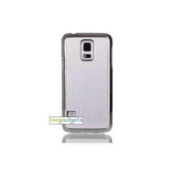 Двухкомпонентный чехол с пластиковым бампером и накладкой текстура Металл для Samsung Galaxy S5 Mini Белый