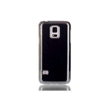 Двухкомпонентный чехол с пластиковым бампером и накладкой текстура Металл для Samsung Galaxy S5 Mini Черный
