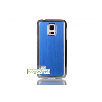 Двухкомпонентный чехол с пластиковым бампером и накладкой текстура Металл для Samsung Galaxy S5 Mini Синий
