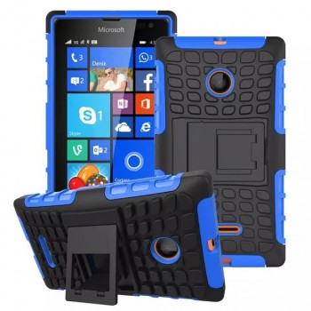 Антиударный силиконовый чехол экстрим защита с подставкой для Microsoft Lumia 435 Синий