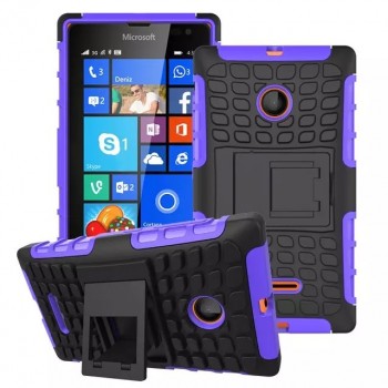 Антиударный силиконовый чехол экстрим защита с подставкой для Microsoft Lumia 435 Фиолетовый
