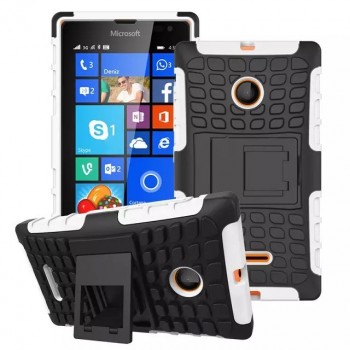 Антиударный силиконовый чехол экстрим защита с подставкой для Microsoft Lumia 435 Белый