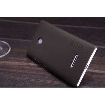 Пластиковый матовый нескользящий премиум чехол для Microsoft Lumia 435 Коричневый
