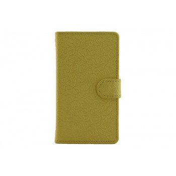 Текстурный чехол портмоне подставка с защелкой для Microsoft Lumia 435 Желтый