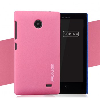 Пластиковый матовый чехол с повышенной шероховатостью для Nokia X Розовый