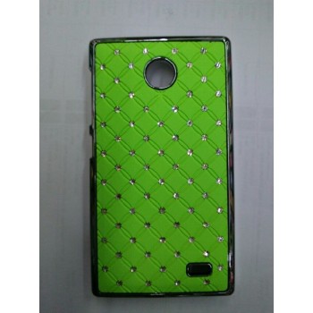Пластиковый чехол с металлическим напылением и стразами для Nokia X Зеленый