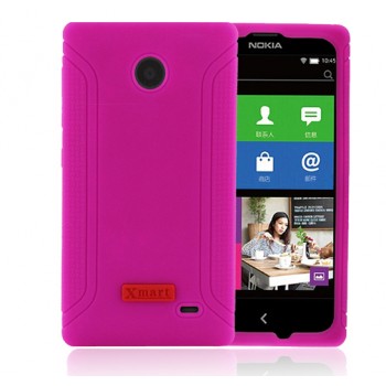 Силиконовый матовый непрозрачный нескользящий чехол для Nokia X Пурпурный