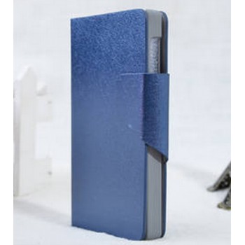Текстурный чехол флип подставка на пластиковой основе с отделением для карт для Nokia X Синий