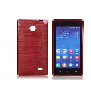 Силиконовый матовый полупрозрачный чехол текстура Металл для Nokia X Красный