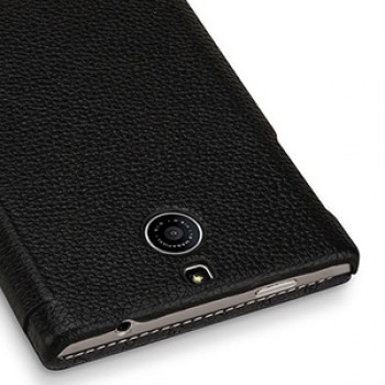 Кожаный чехол горизонтальная книжка (нат. кожа) для BlackBerry Passport Silver Edition Черный