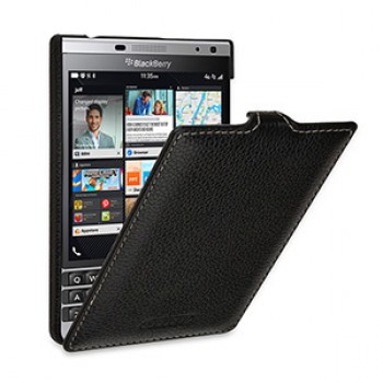 Кожаный чехол вертикальная книжка (нат. кожа) для BlackBerry Passport Silver Edition