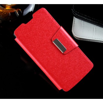 Чехол флип подставка на силиконовой основе с магнитной застежкой текстура Золото для LG Leon Красный