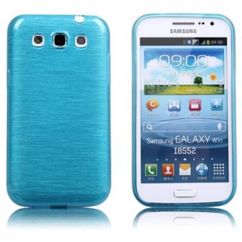 Силиконовый полурозрачный чехол текстура Металл для Samsung Galaxy Win Голубой